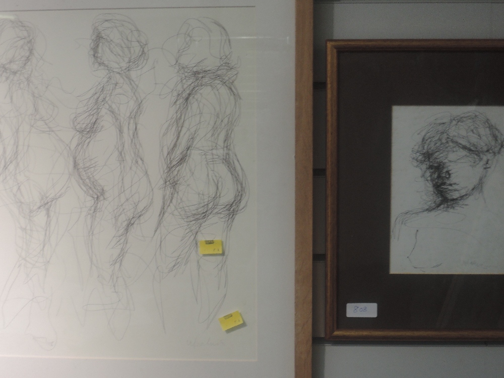 Two Sketches, Michael Jenkins, nude studies, inc pregnant lady, signed, 40 x 44cm, framed and