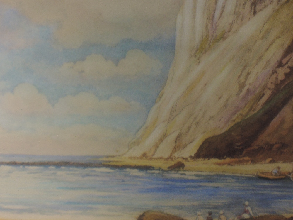 A coloured aquatint, Robert Herdman Smith, Beachy Head, signed, 24 x 28cm, framed and glazed