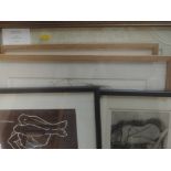 Ten pictures, sketches and prints, attributed to Michael Jenkins, nude studies, inc lino cut, Knees,