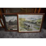 Two limited edition framed prints, one after Derek Jones, Castle at Stafford Road Wolverhampton,