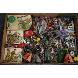 A Box of Timpo, Airfix, Britains and similar plastic figures and accessories, Wild West, Military