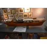 A wooden scratch built radio controlled model, Thames River Launch Boat named Marinda having