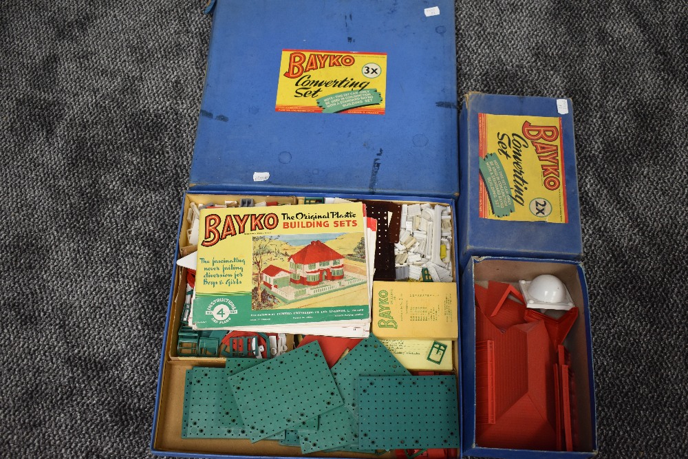 Two vintage Bayko Converting part Sets 2X & 3X with an instructions and plan booklet