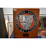 A Presentation Plaque, Great Western Railway Company, on wood stand