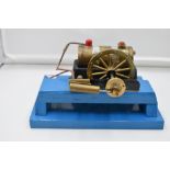 A Stationary Scratch Built Live Steam plant having single flywheel engine and boiler, on wood stand