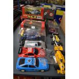 Ten Hornby, Matchbox and similar Scalextric Cars including Porsche 959 BP, Subaru, Opel etc and a