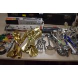 A selection of cutlery including yellow metal sets