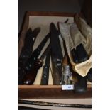 A selection of large size vintage kitchen knives and similar cutlery