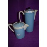 Two Art Deco style ceramic coffee pots or cafetiere by T G Green in blue and white design