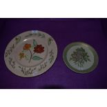 Two hand painted display plates one by Z. Carter 1955 for Royal Doulton and smaller M. Pool Empire
