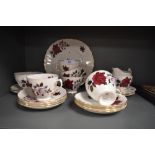 A selection of vintage Colclough bone china having transfer rose pattern including sandwich plate ,