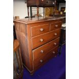 A Victorian pine bedroom chest of three over two