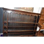 A large Victorian plate or dresser back with integral drawers