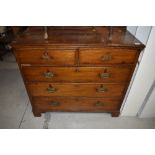 A 19th century mahogany chest of two over three drawers, condition poor, with replacement