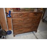 A 19th Century mahogany chest of two over three drawers, on bracket feet, width approx. 108cm