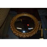 A reproduction gilt frame mirror, approx diameter 52cm, convex mirror