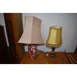 Two vintage table lamps, Chinese vase style and marble