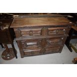 A period oak cushion chest of two over two drawers , width approx. 110cm