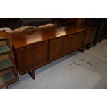 A vintage Rosewood effect long john sideboard on stylised legs, width approx. 211cm