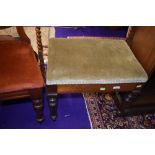 A mahogany framed and upholstered dressing table or piano stool