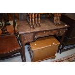 A 19th Century oak side table/desk, width approx. 84cm, restoration project