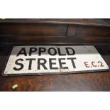 A vintage street road sign for Appold Street