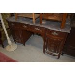 An Edwardian mahogany and inlaid desk or dressing table, in distressed condition, nice quality