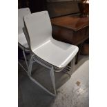 A set of vintage style ply chairs on metal frames in white (match lot 755)