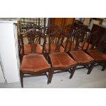 A nice set of eight (six plus two) hepplewhite revival dining chairs, having dralon seats, in need