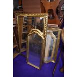 A selection of gilt and plaster effect hall way and mantle mirrors five in total