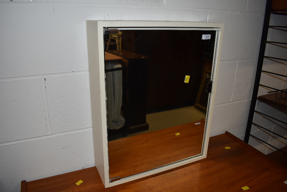 A painted bathroom cabinet, mirror door, approx 58 x 47cm