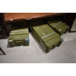 Three wooden ammunition crates