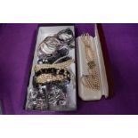 A small selection of costume jewellery including magnetic beads, simulated pearls, bangles etc