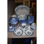 An assorted lot of blue and white ware amongst which are Spode and Doulton, including biscuit