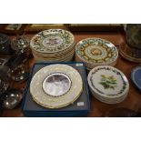 A large quantity of Wedgewood calendar plates and similar display plates, also an engraved Caithness