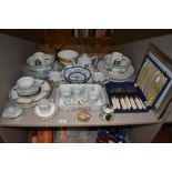 A huge variety of ceramics and a boxed fish knife set ,included are commemorative items and more.