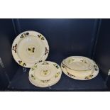 A selection of dinner and serving plates by Adams in the hand decorated Titan ware design