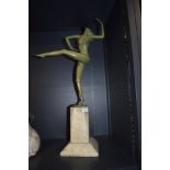 An impressive art deco green patina bronze dancing figure Tanzer (The Dancer) circa 1930 by Felix