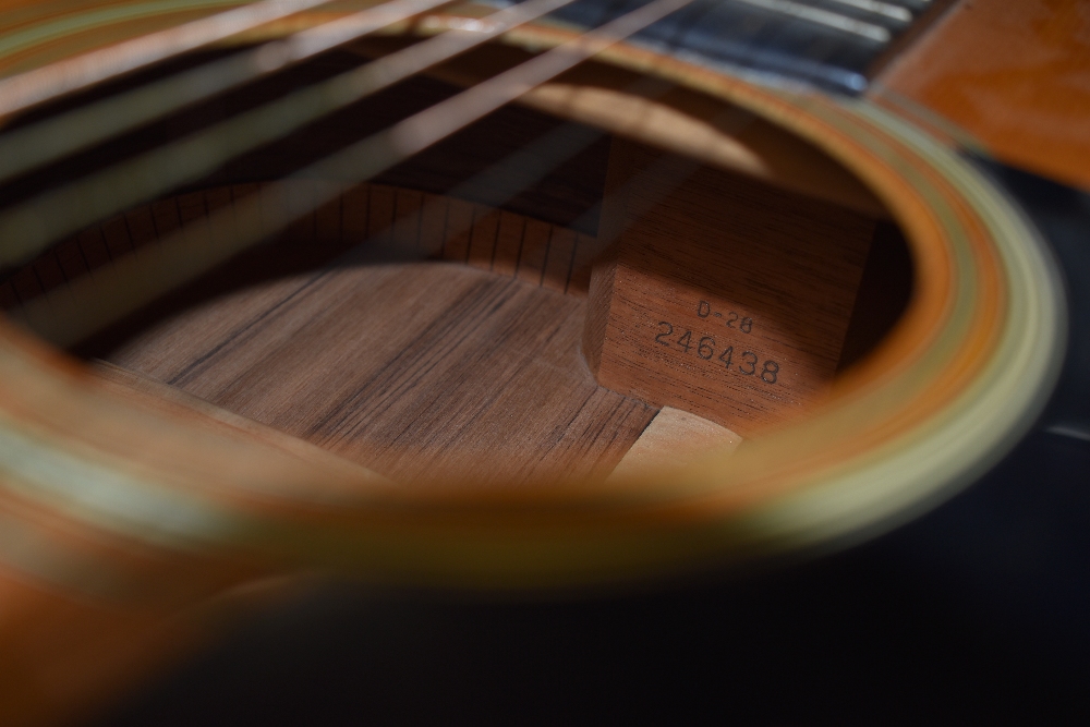 A Martin D-28 acoustic guitar, serial number 246438, dater project lists as 1969 , with blue - Image 5 of 6