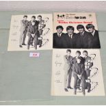 A Beatles Christmas fan club record with inserts, some label damage.