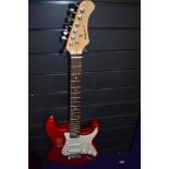 A Legacy electric guitar, Stratocaster shape, with gig bag