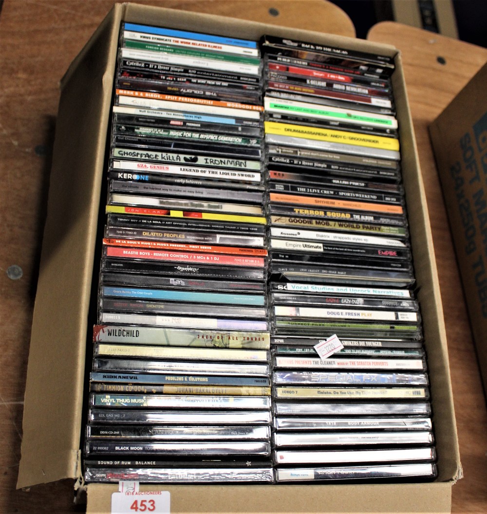 A lot of dance, hip hop, rap and related compact discs.