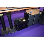 A selection of stackable Yamaha units including TX-480L , AX-380 CDC-645 with accessories and