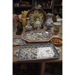 A mixed lot of pottery including Portuguese plates and vases and Limoges lidded pot and vessel.