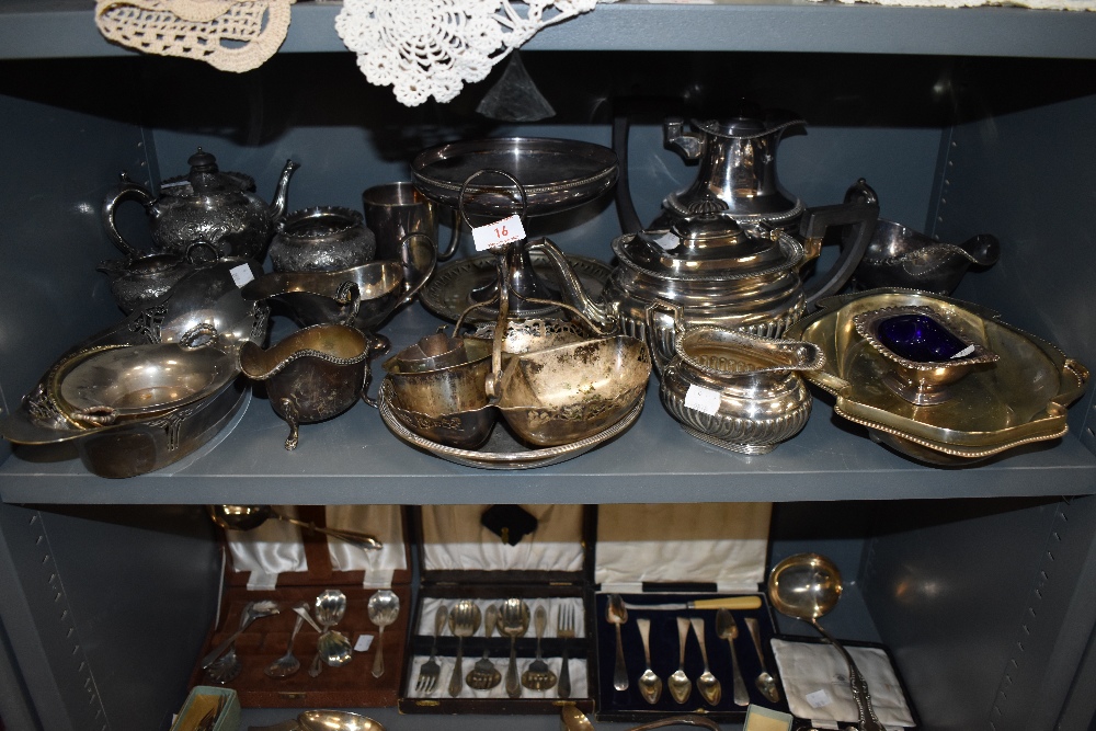 A selection of fine silver plated and similar wares including tea set and WMF style bowls