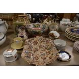 A mixture of ceramics, including Wade jug, Maling ware bowl and platter, Royal Albert trinket dish