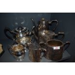 Two part tea services in silver plate one retailed by Bruford and sons
