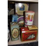 Ten vintage tins, sweet tins and tobacco tins and more.