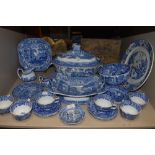 A collection of blue and white ware, a lot being Spode cups and saucers, jugs,bowls and plates, a