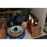 A selection of ceramics and curios including Carltonware and coloured bottles